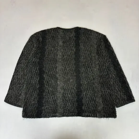 Vintage 90s GHQ Black Mohair Blend Stripe Men's Medium Kurt Cobain Made in USA